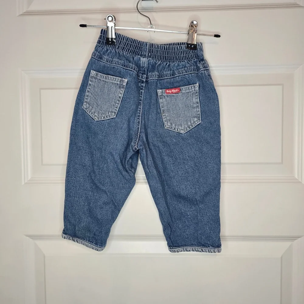 OshKosh B'gosh Denim Jeans Boys 18M Blue Cotton Vintage Bear Striped Pockets